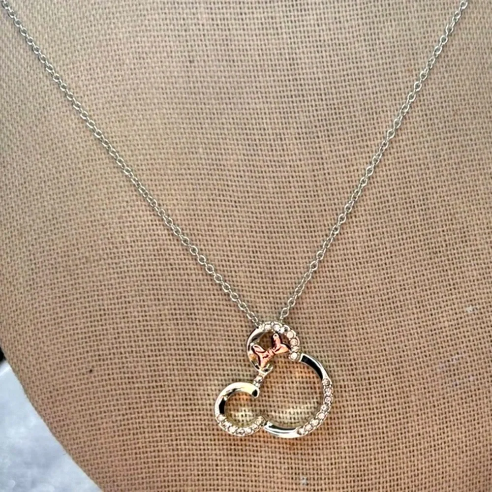 Disney Minnie Mouse Heart Pendant Necklace silver, and rose gold - Picture 3 of 7